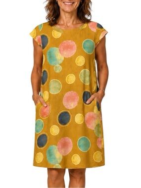 Me & Gee Italian Linen Polka Dot Dress